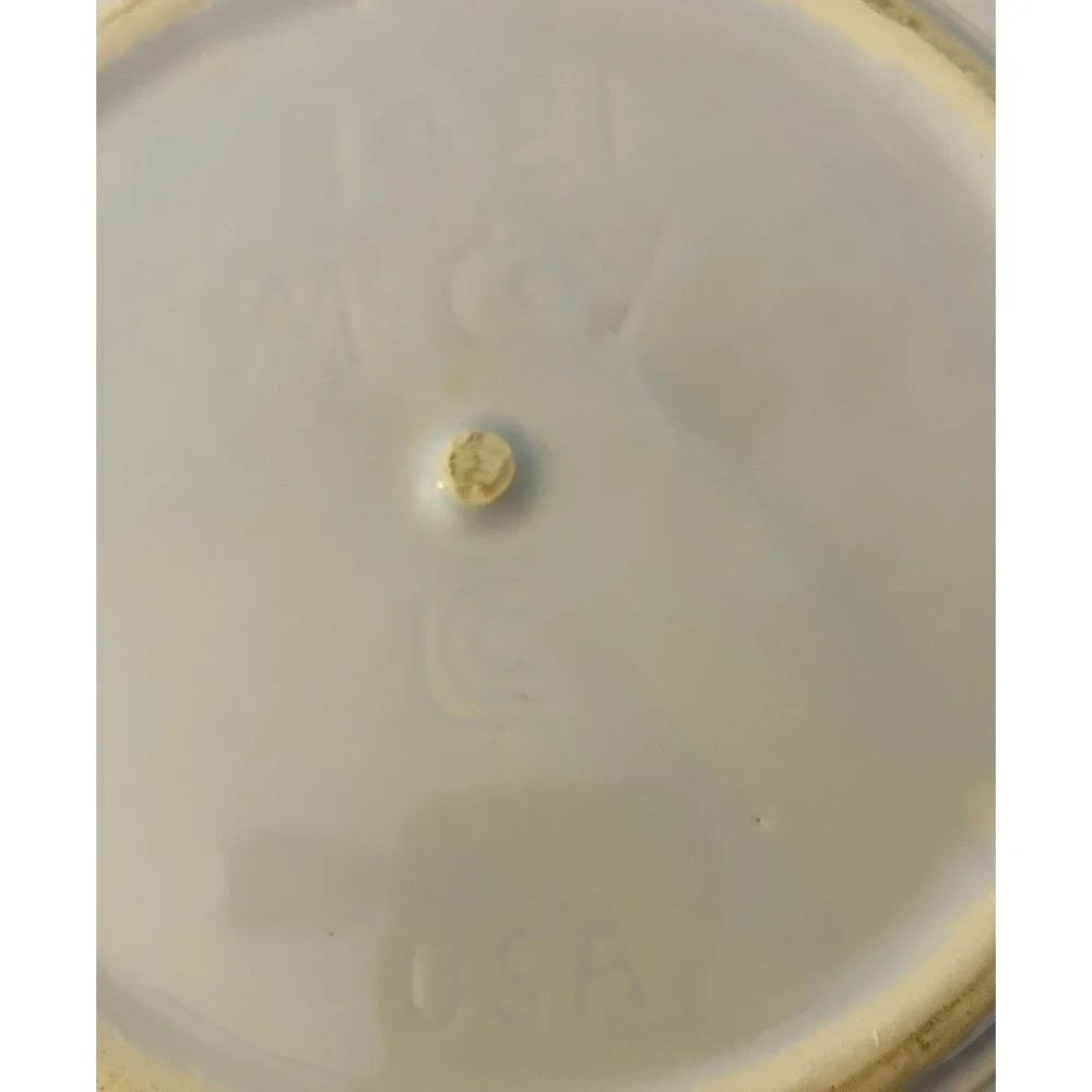 McCoy Bean Pot Vintage USA 1421 White Green Good Ceramic Farmhouse Lid